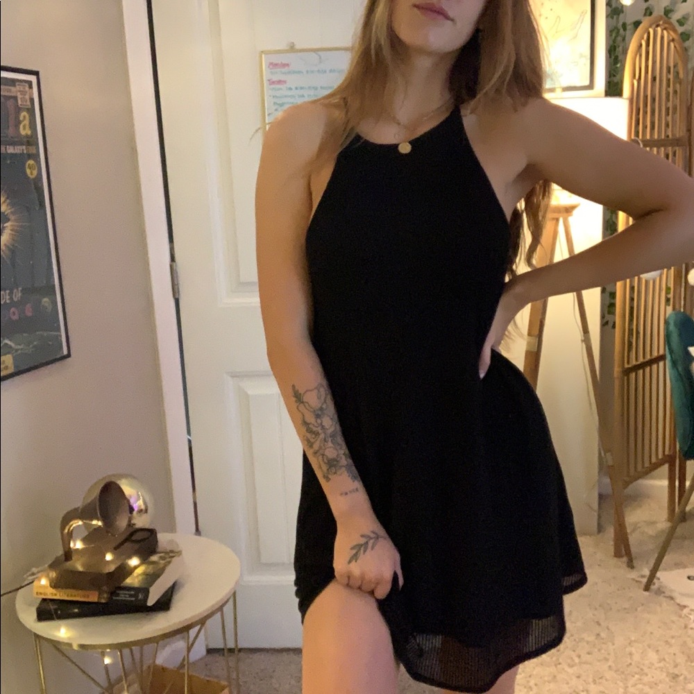 silence + noise black ribbed tank dress